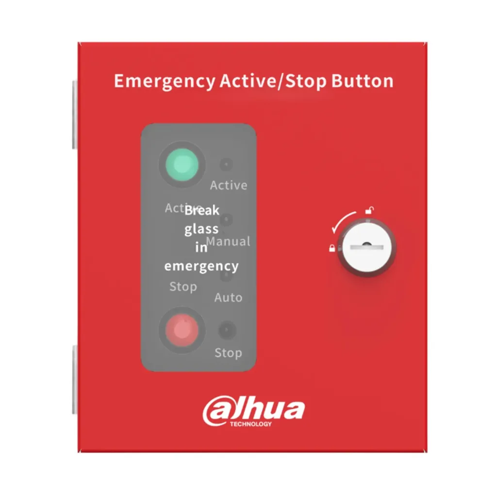 [040271] [DHI-HY-1221] Dahua - Botón de Emergencia Start/Stop Direccionable para Sistema de Extinción por Gas Comunicación de Dos Hilos sin Polaridad Voltaje de Operación 24 VCC Indicadores LED Multi-estado Rojo Dimensiones 127 mm x 149 mm x 40 mm [Direccionable]