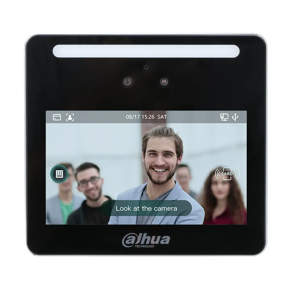 [DHI-ASA3213G-MW] Dahua - Terminal FACT de Control de Acceso y Asistencia con Reconocimiento Facial, Pantalla Táctil 4.3" TFT 480×272, Cámara Dual 2 MP, 1500 Usuarios, RS-485, para Interiores
