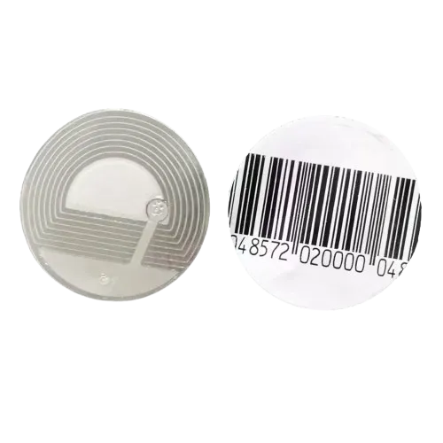 [DHI-ISC-ETR1-R33] Dahua - Etiqueta RF Redonda Ø33mm con Código de Barras para Sistema Antihurto EAS 8.2 MHz Lámina Cobre [20.000 Uds/Caja]