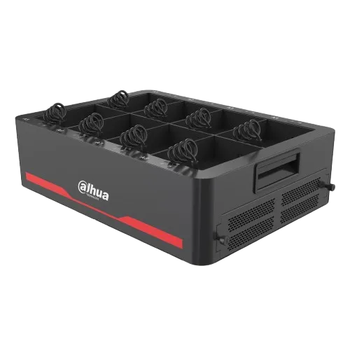 [030360] [DHI-EEC400] Dahua - Estación de Recolección de Datos para Cámaras Corporales MPT, 8 Bahías Micro USB, Almacenamiento hasta 4×16 TB HDD, Descarga Max 64 MB/S, Gestión Web y HDMI, Linux Embebido