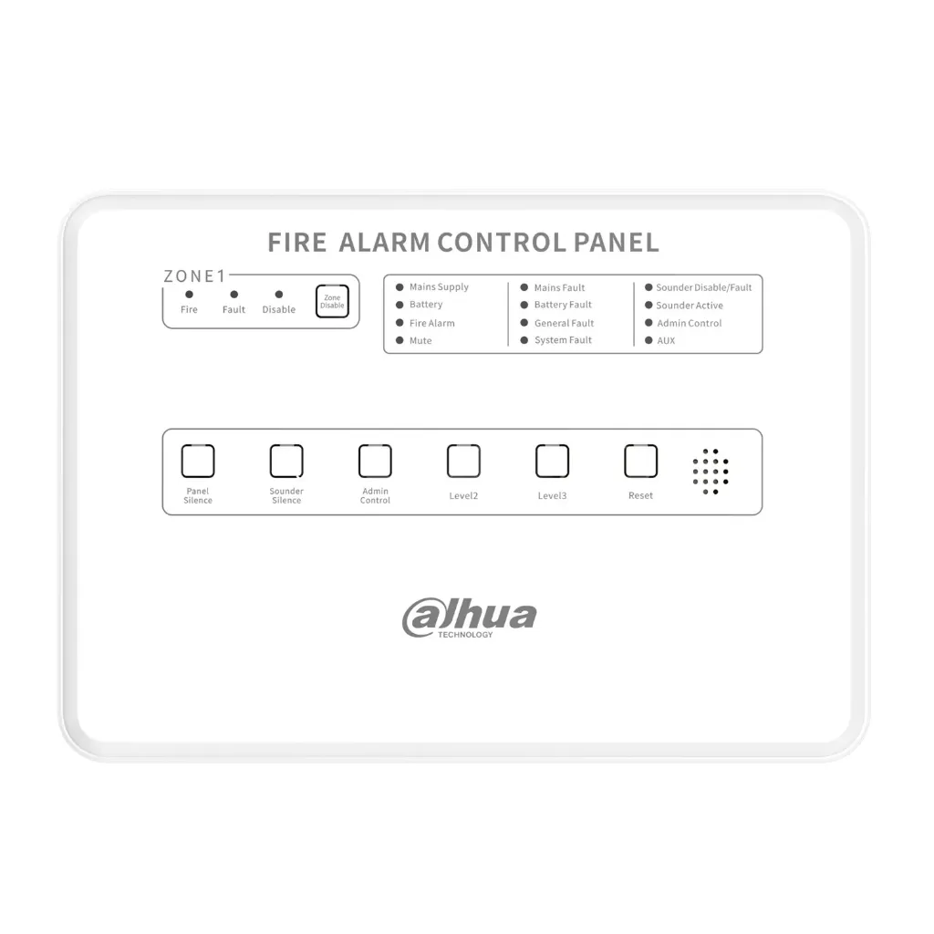 [DHI-HY-CFP2002B] Dahua - Panel de Control Convencional Mini-Zona de Incendio, 2 Zonas, 25 Detectores por Zona, AC 100-240V, DC 28V, Batería 12V 2.5Ah Opcional, Comunicación 1500 m, Cascada hasta 128 Paneles, EN54-2 y EN54-4, Montaje en Pared