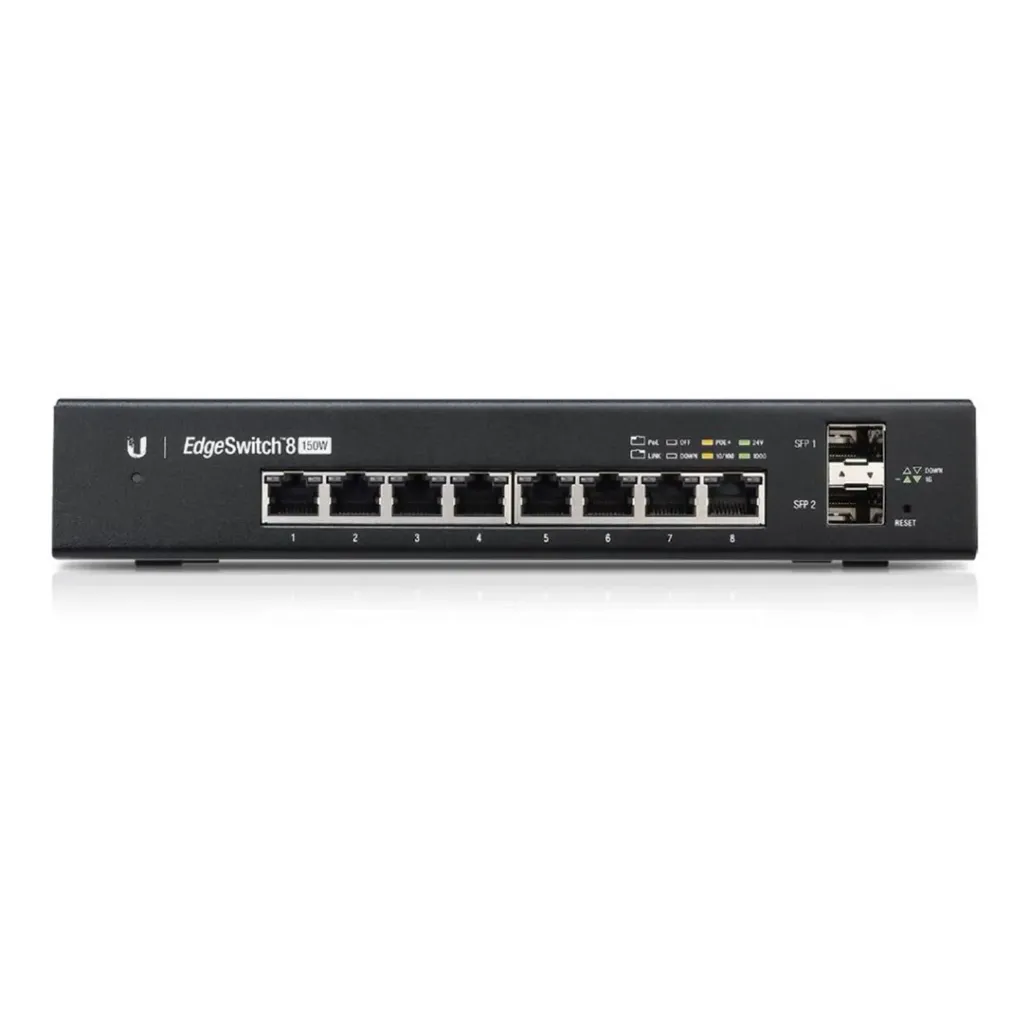 [ES-8-150W] Ubiquiti - Switch EdgeMAX Administrable de 8 Puertos Gigabit con PoE+/PoE Pasivo 24V + 2 Puertos SFP 150 W