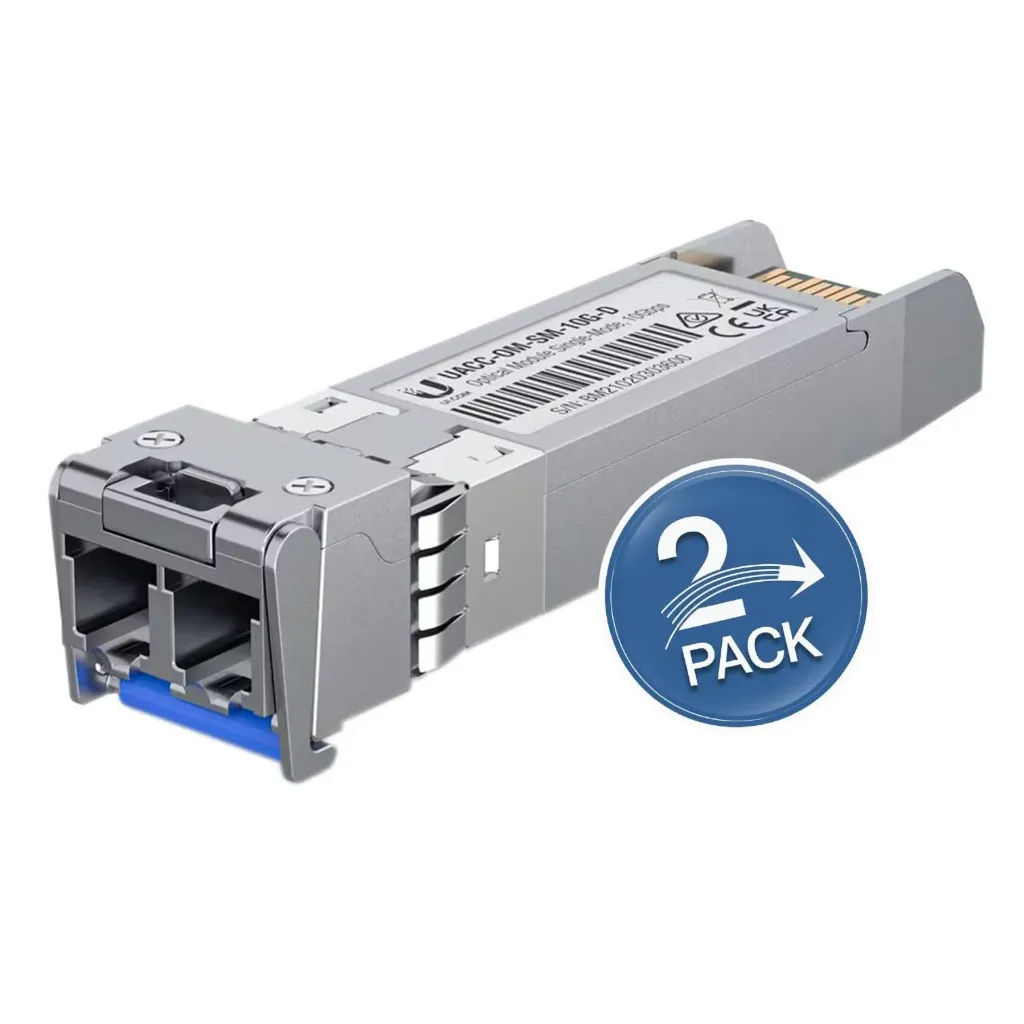 [UACC-OM-SM-10G-D-2] Ubiquiti - UFiber Módulo SFP+ 10G Transceptor MiniGibic MonoModo 10 Gbps Distancia 10 km Conectores LC [2 Unidades]