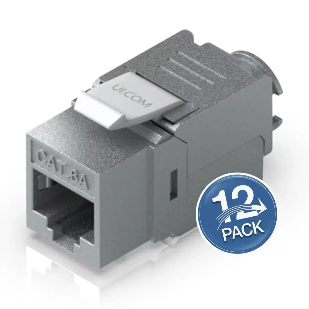 [021863] [UACC-Keystone-Jack-C6A] Ubiquiti - Conector Keystone Jack Coupler Cat6a (Categoria 6a) de Aleación de Zinc [Plateado] [12 Unidades]