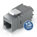 [UACC-Keystone-Jack-C6A] Ubiquiti - Conector Keystone Jack Coupler Cat6a (Categoria 6a) de Aleación de Zinc [Plateado] [12 Unidades]