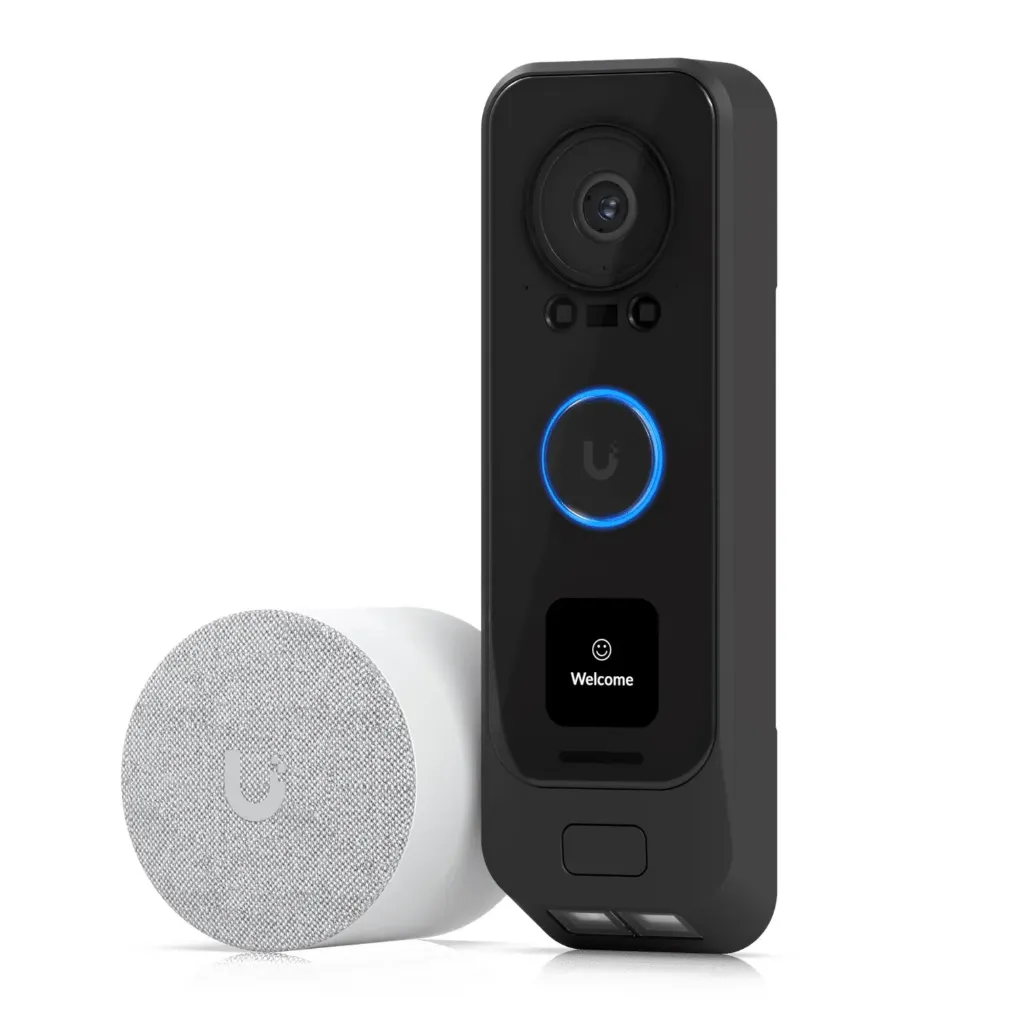 [090222] [UVC-G4 Doorbell Pro PoE Kit] Ubiquiti - Timbre UniFi Premium con PoE Integrado y Timbre PoE Incluido Audio Bidireccional para Instalación plug-and-play UniFi Protect iOS y Android [Negro]