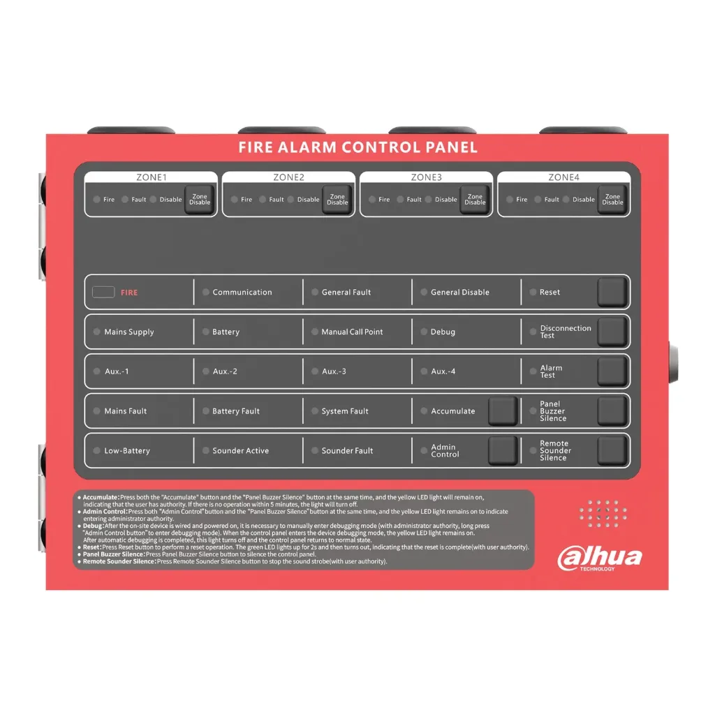 [030410] [DHI-HY-C102-4-FRED] Dahua - Panel de Control de Alarma Contra Incendios Convencional de 4 Zonas Interfaz Ethernet Interfaz RS-485 Capacidad 32 Detectores por Zona Alimentación 90-240 VCA Batería de Respaldo 2x12V/2.5Ah Protección IP30 Certificación EN54-2 EN54-4 [WisuAlarm]