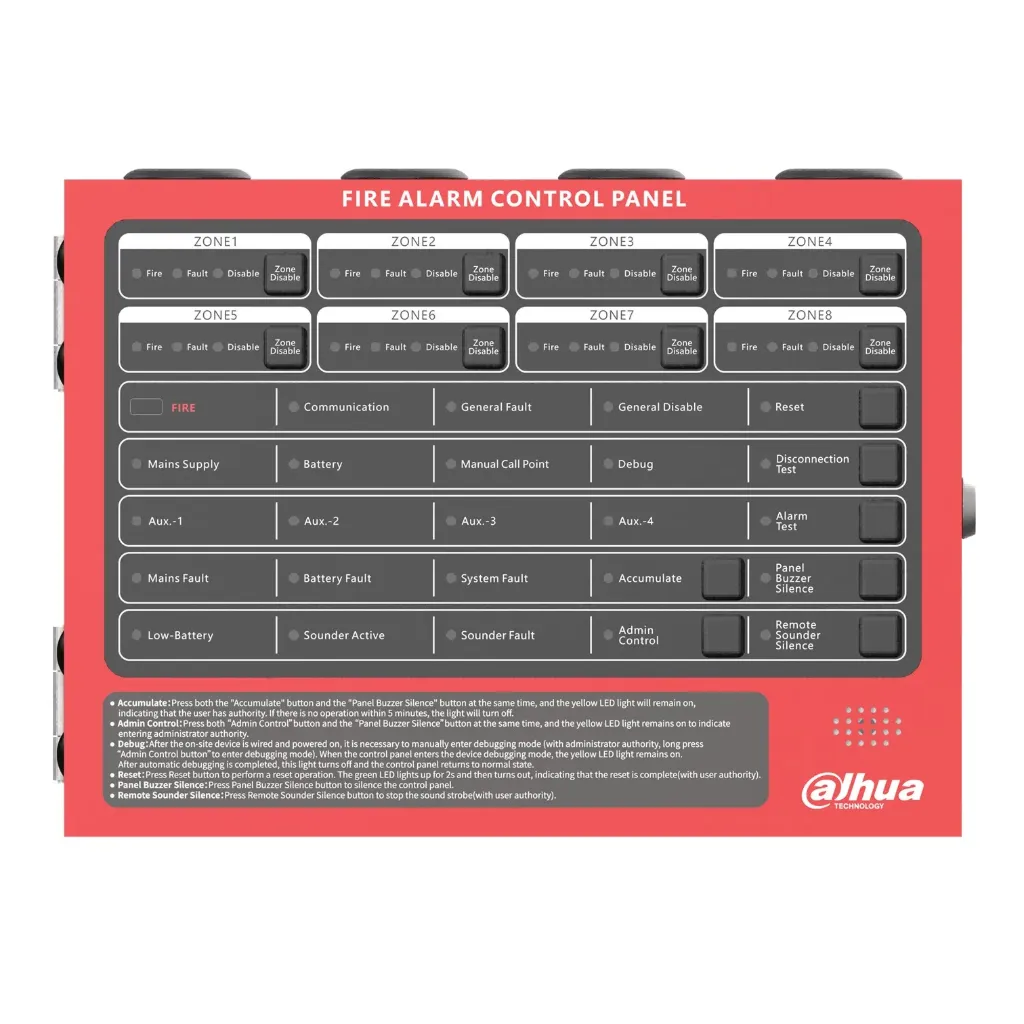 [030411] [DHI-HY-C102-8-FRED] Dahua - Panel de Control de Alarma Contra Incendios Convencional de 8 Zonas Interfaz Ethernet Interfaz RS-485 Capacidad 32 Detectores por Zona Alimentación 90-240 VCA Batería de Respaldo 2x12V/2.5Ah Protección IP30 Certificación EN54-2 EN54-4 [WisuAlarm]