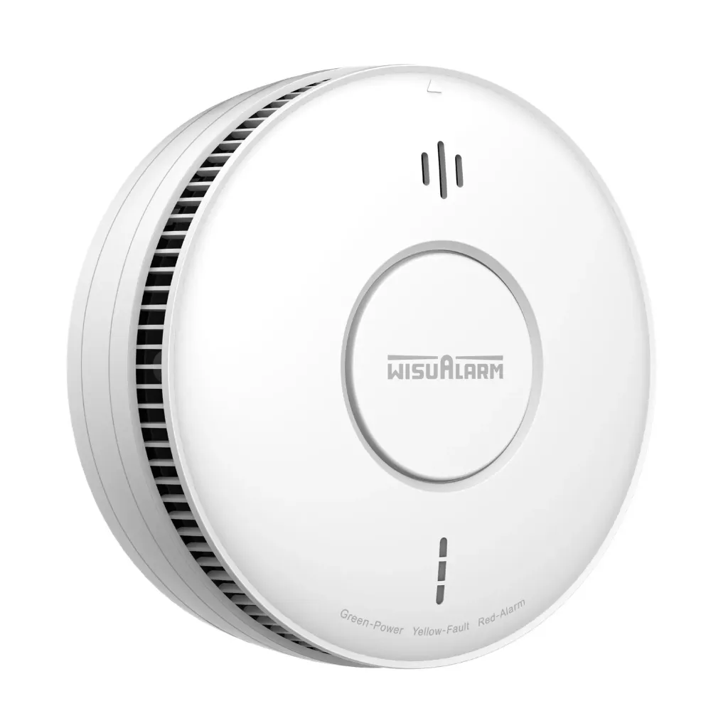 [DHI-HY-SA5MA] Dahua - Alarma de Humo Fotoeléctrica Alimentada por Red con Batería Litio Recargable de 10 Años Tecnología Split-Spectrum Alarma Sonora 85 dB Hasta 24 Unidades Interconectadas Alimentación 100-250 VCA Norma EN 14604 y AS 3786 Certificación CE UKCA [WisuAlarm]
