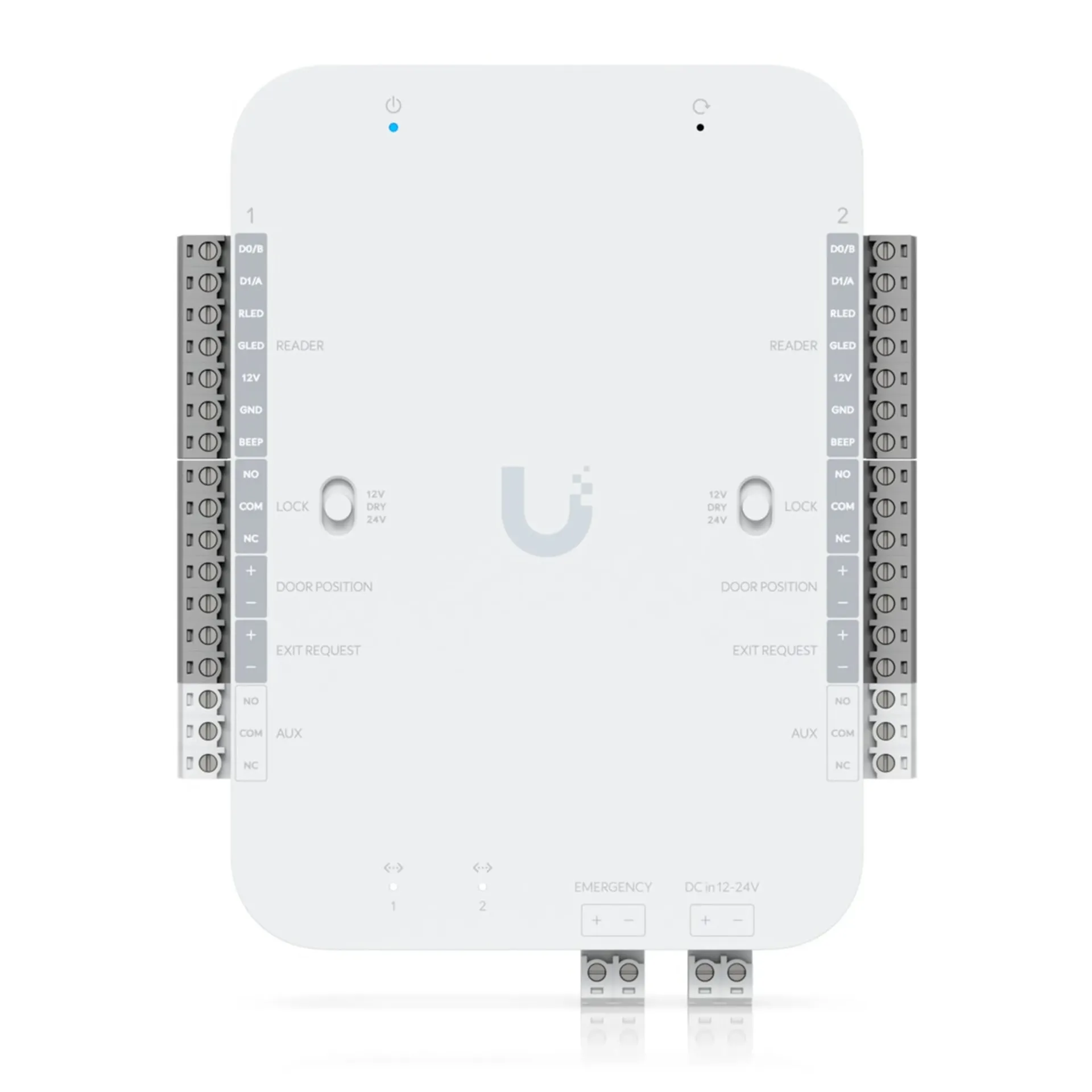 [UA-Retrofit-Hub-2] Ubiquiti - UniFi Access, Controlador Retrofit para 2 Puertas y Hasta 10.000 Usuarios, Compatible con Lectores Wiegand, 2 Puertos Ethernet, Relés para Cerraduras y Montaje DIN