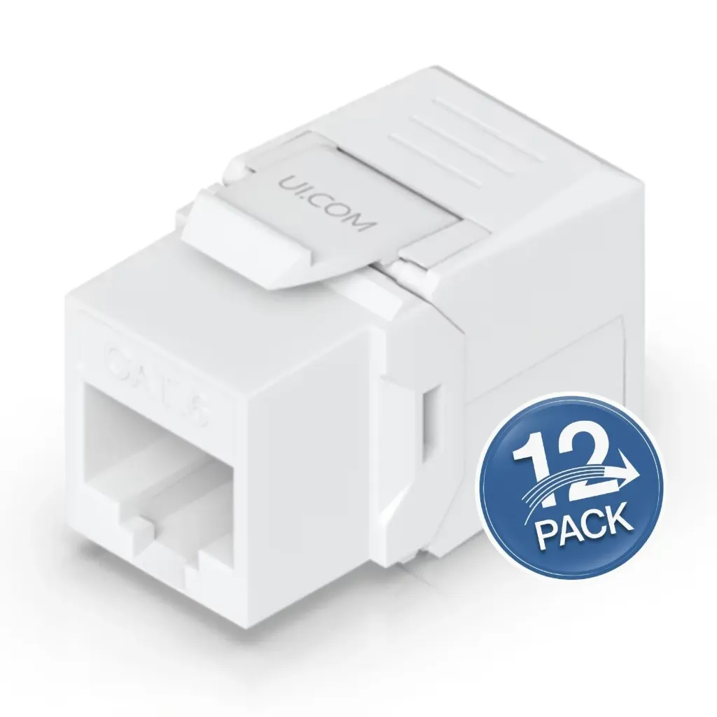 Conector Keystone Jack Coupler Cat6 (Categoria 6) de Policarbonato [Blanco] [12 Unidades]