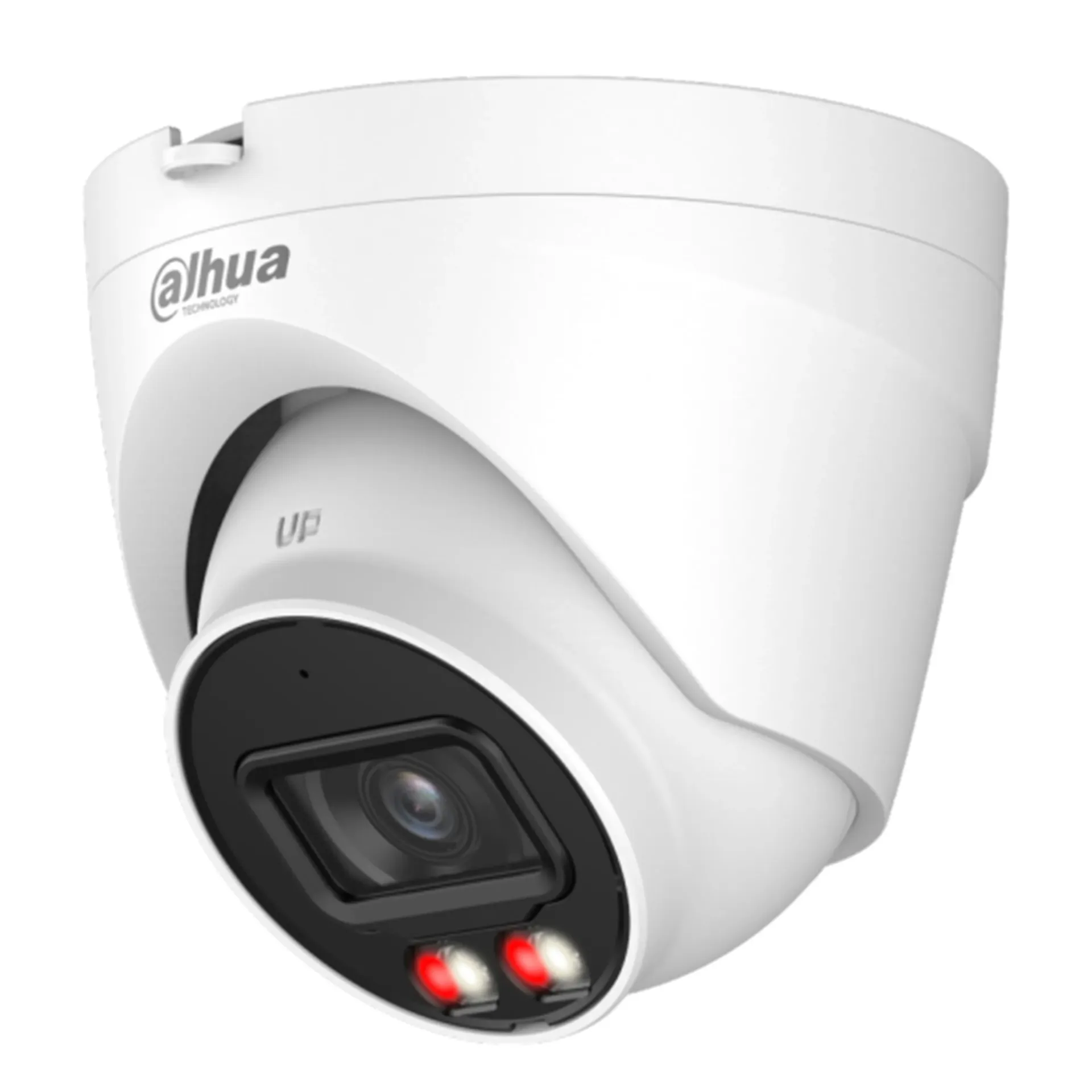 Cámara Domo Turret IP 1080P [2MP] Lente 2.8mm Smart Dual Light, IR 30m / Luz Cálida 20m, SMD Plus, Micrófono Integrado, Super AI Coding, PoE, IP67 [Serie Entry]