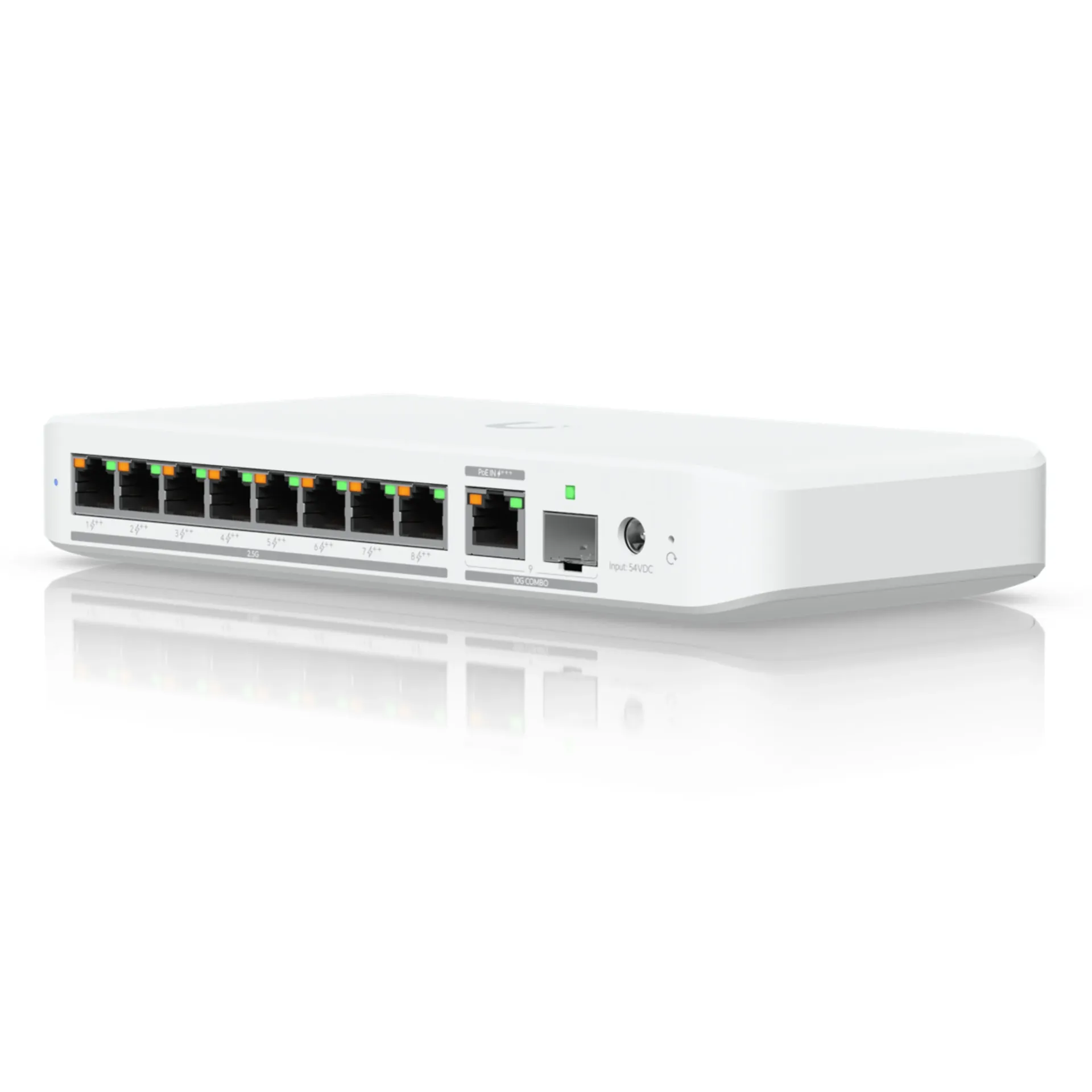 UniFi Flex, Switch Gestionable Capa 2 con 8 Puertos 2,5 GbE y Uplink Combo 10G RJ45/SFP+, Conmutación de 60 Gbps y Alimentación USB-C o PoE+